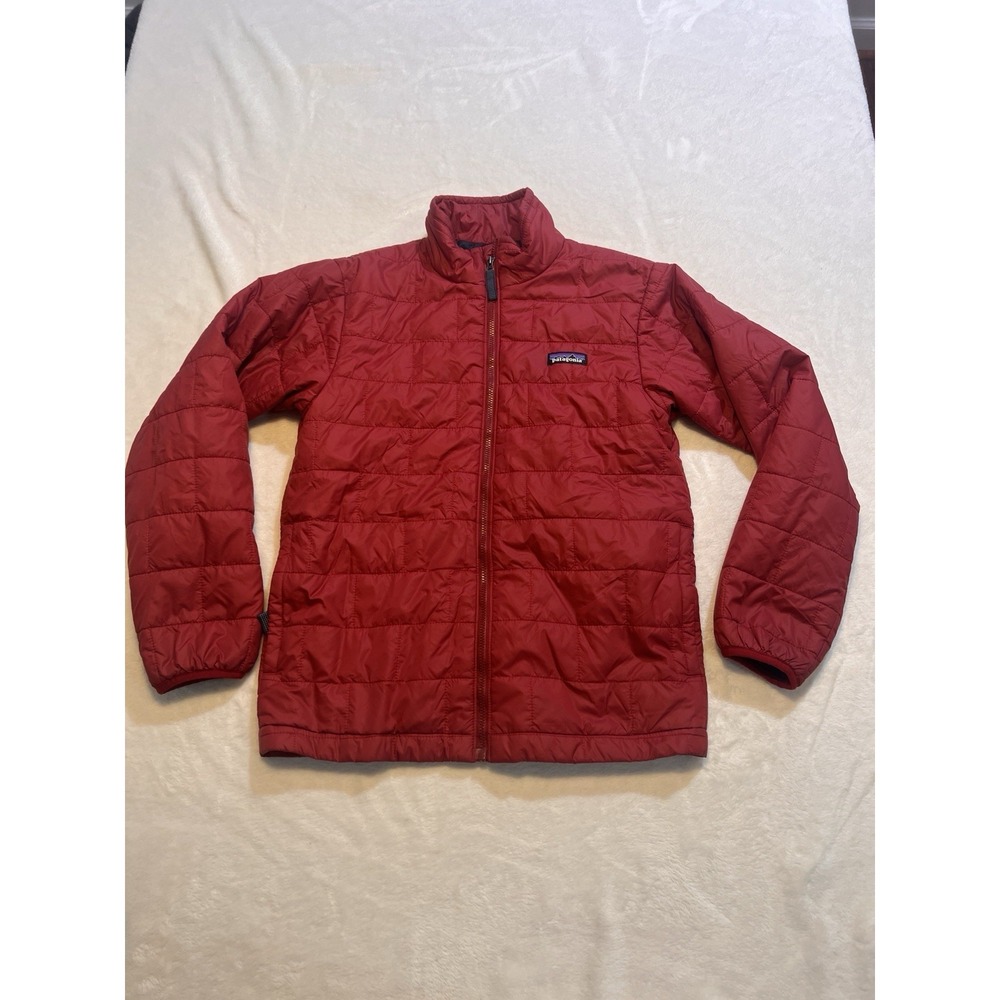 Patagonia Kids' Nano Puff Brick Quilt Jacket Full Zip Red Size L 12
